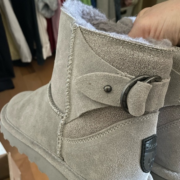 Bearpaw Bear Paw Ladies 9 NEW NWOB GREY SUEDE WOOL ANKLE BOOT SLIPPER BOOTIE - Picture 2 of 8
